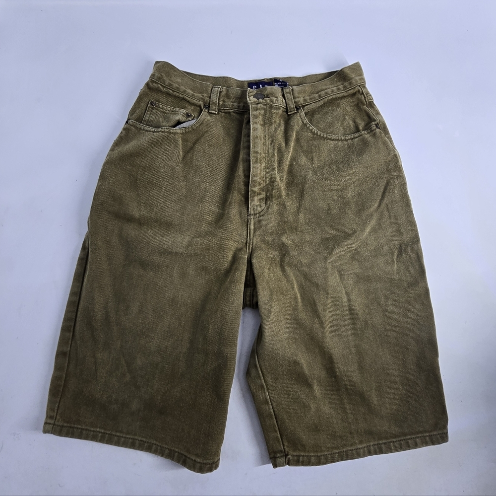 GAP Y2K Green Denim Shorts Jorts  Jrs 13/14  28W